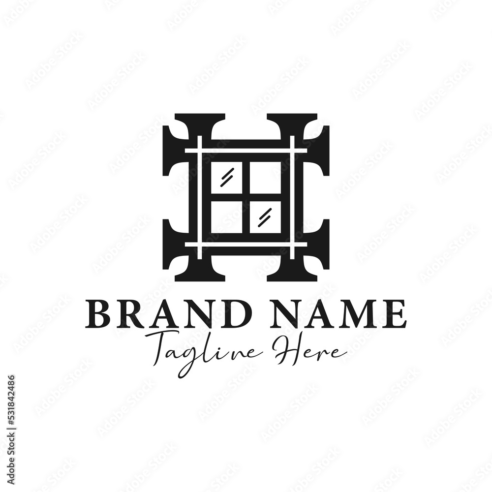 house window fence vector logo design house window fence vector logo design