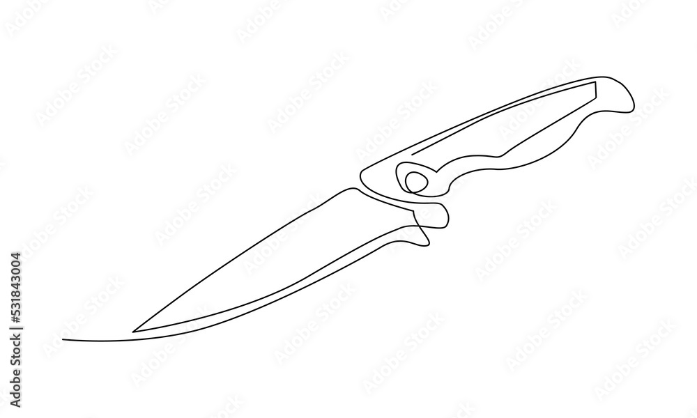Continuous line of knife. Knife linear icon Continuous line of knife. Knife linear icon