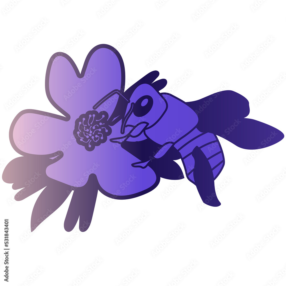 Fototapeta premium Bee pollinating flowers