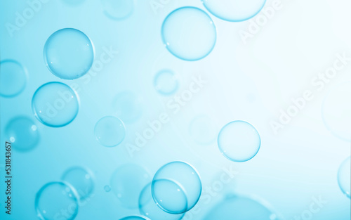 Abstract Beautiful Transparent Blue Soap Bubbles Background. Soap Sud Bubbles Water.