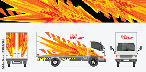 flat fire shape abstract illustration, truck sticker wrapper