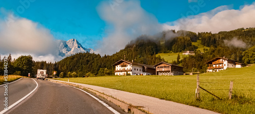 Beautiful alpine summer morning view near Hallenstein, Unken, Salzburg, Austria photo