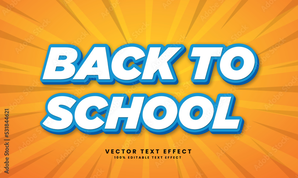  Back-to-school vector 3D text effect style