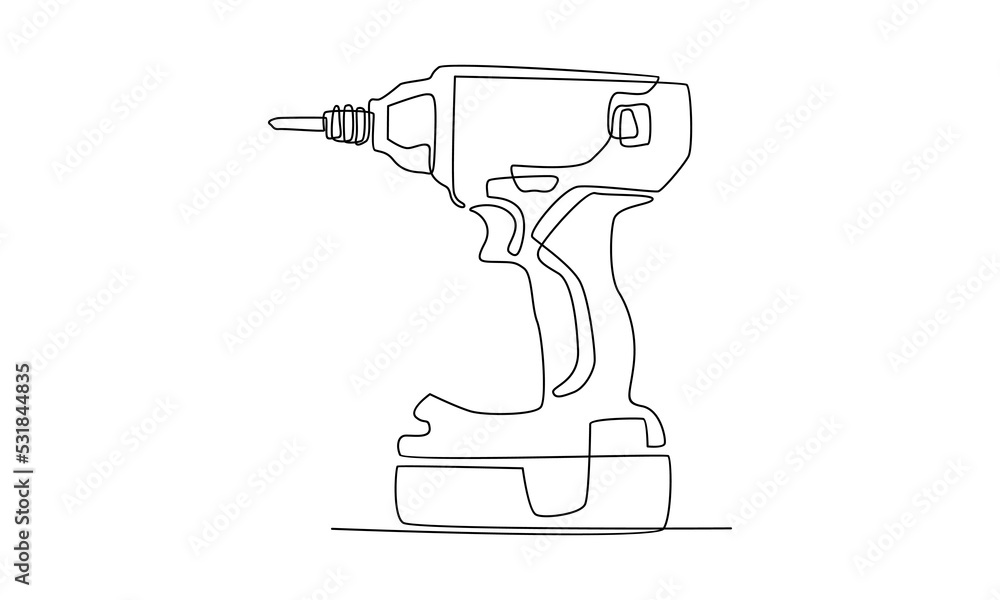 continuous line drawing of electric drill continuous line drawing of electric drill