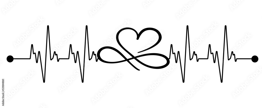 Black heartbeat infinity symbol icon concept infinite vector image ...