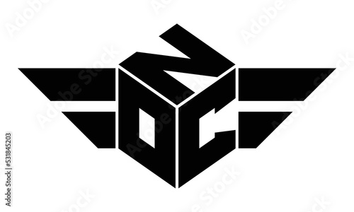 NOC three letter gaming logo in polygon cube shape logo design vector template. wordmark logo | emblem logo | monogram logo | initial letter logo | sports logo | minimalist logo | typography logo |