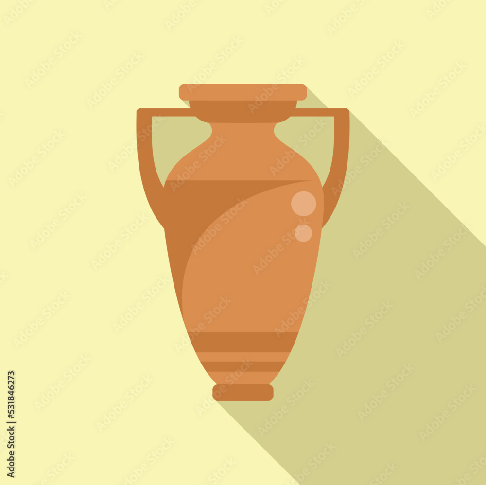 Pottery amphora icon flat vector. Ancient vase. Ceramic pot
