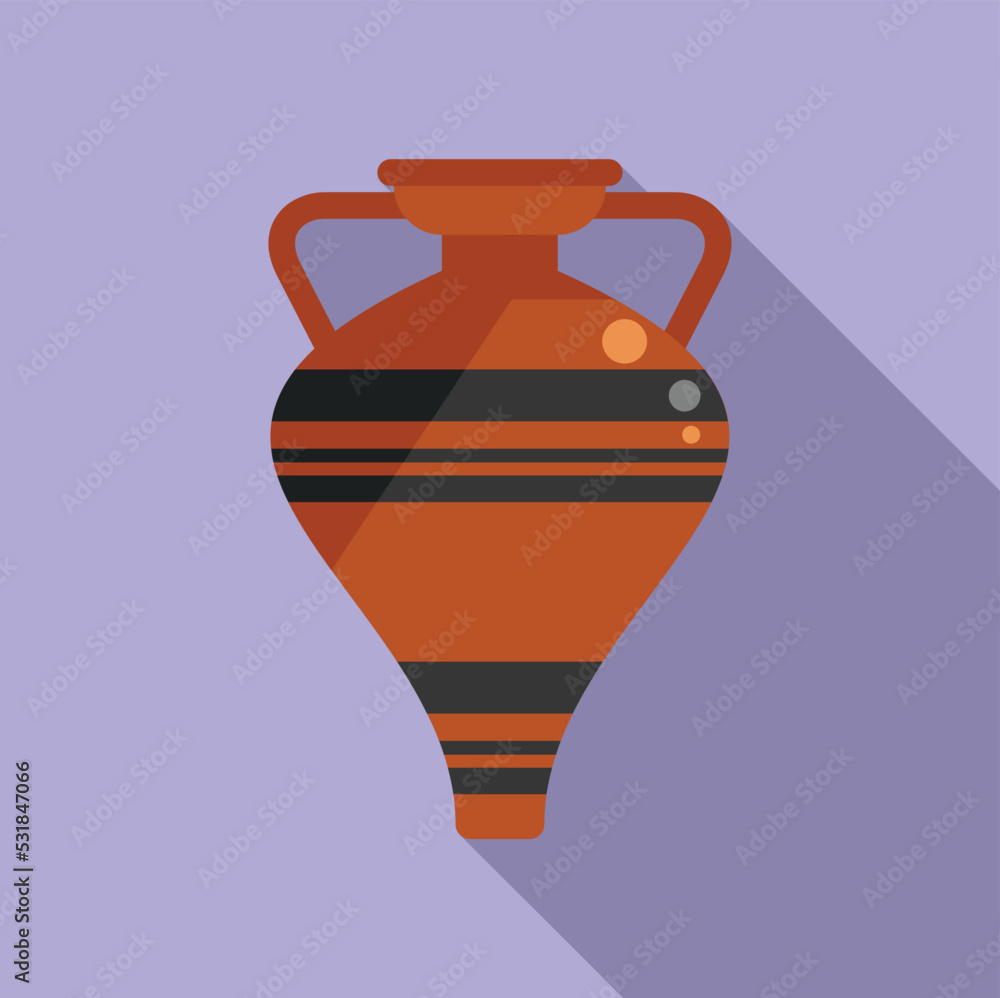Amphora bottle icon flat vector. Vase pot. Old pottery