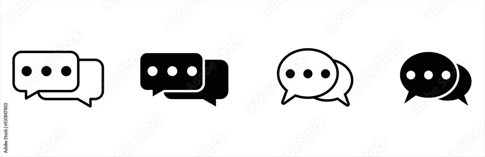 Chat icon. Chat message icon set. Chat speech bubble. Vector illustration Chat icon. Chat message icon set. Chat speech bubble. Vector illustration