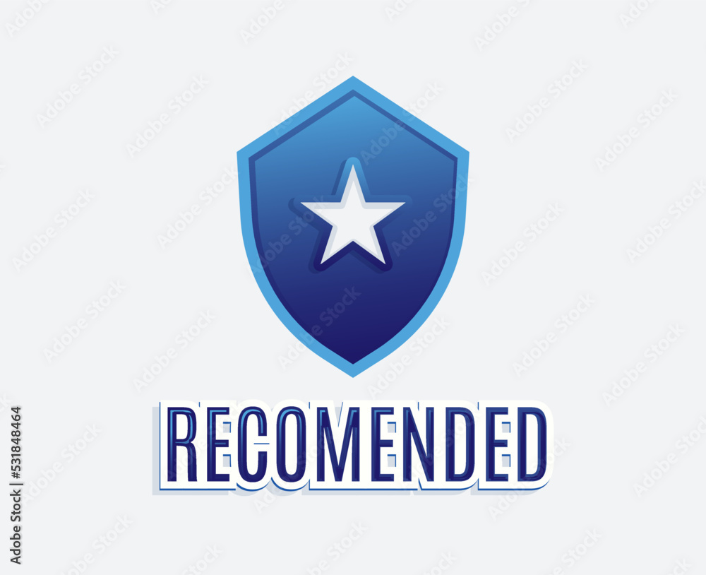 Blue Recommended Logo badge with text and shield icon Blue Recommended Logo badge with text and shield icon