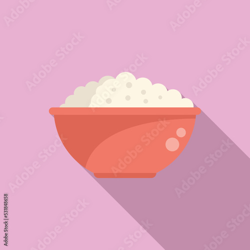 Milk cream bowl icon flat vector. Food production. Cow dairy