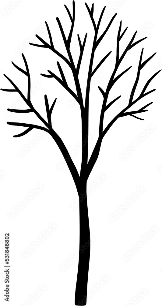 Naklejka premium simplicity halloween dead tree freehand drawing silhouette flat design. 
