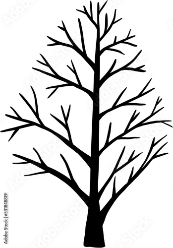 simplicity halloween dead tree freehand drawing silhouette flat design. 