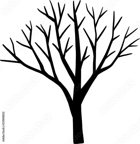 simplicity halloween dead tree freehand drawing silhouette flat design. 