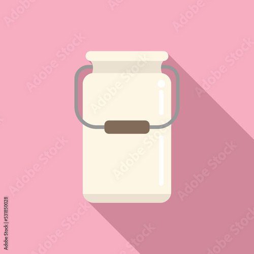Milk pot icon flat vector. Food production. Butter process