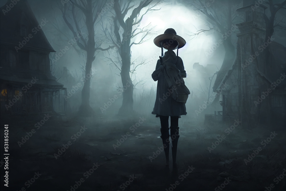 Haunting Figure on a spooky background, Concept Art Haunting Figure on a spooky background, Concept Art
