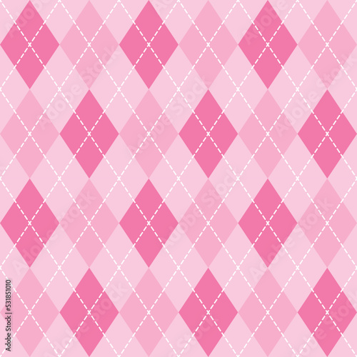 Argyle plaid seamless pattern sweater vest pink color stripes background , Valentine day decorection Vector illustration .	