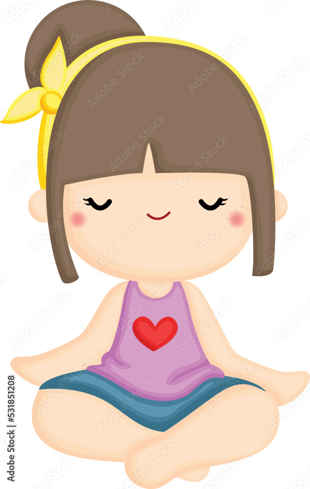 a vector of a girl meditating a vector of a girl meditating