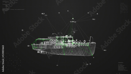 Ship UI Animation. HUD Ship Scanning.