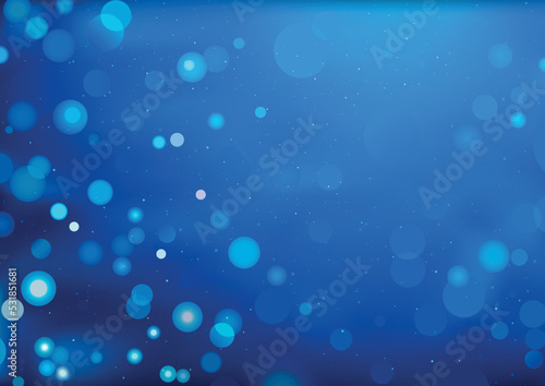 Blue Christmas Glittering Background with Bokeh Effect - Colorful Abstract Illustration, Vector