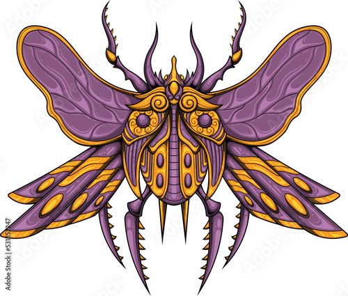 scarab beetle illustration with egyptian style drawing