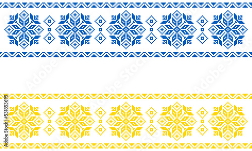 Ukrainian ornament embroidery for Knitting. Geometric picture. Pixels