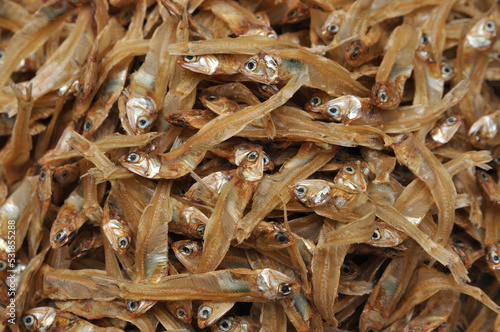 Dried fish, Closeup of small dried fish background, Texture of dried fish