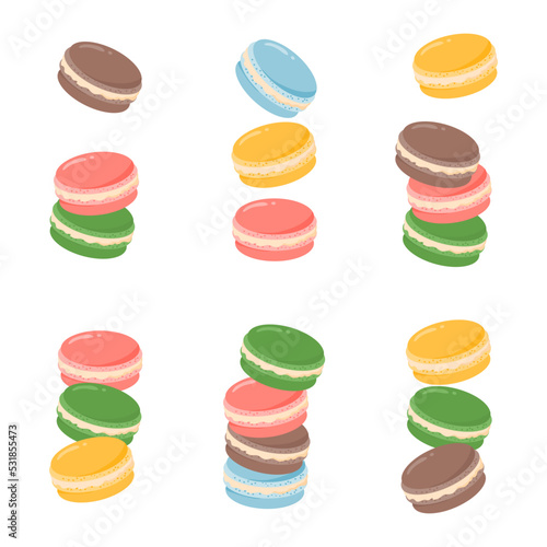 Hand drawn sweet macarons vector