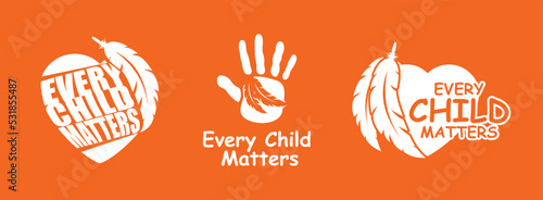 Every Child Matters Logo. National Day of Truth and Reconciliation. Orange Shirt Day of Canada. September 30. Vector Illustration Icon.