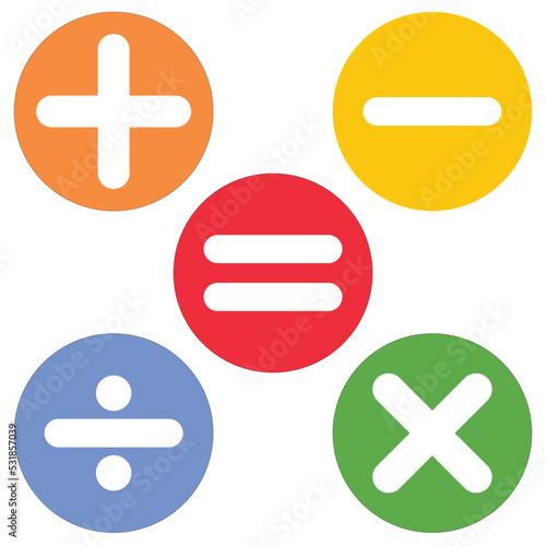 Calculator vector key isolated on white background. Addition, subtraction. Mathematical symbols icon. Calculator, math icon. Vector pictogram. Math symbols icon set.