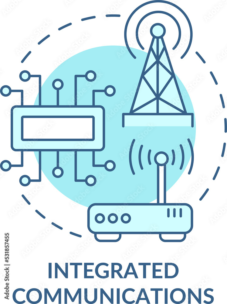 Naklejka premium Integrated communications turquoise concept icon. Smart grid providing abstract idea thin line illustration. Isolated outline drawing