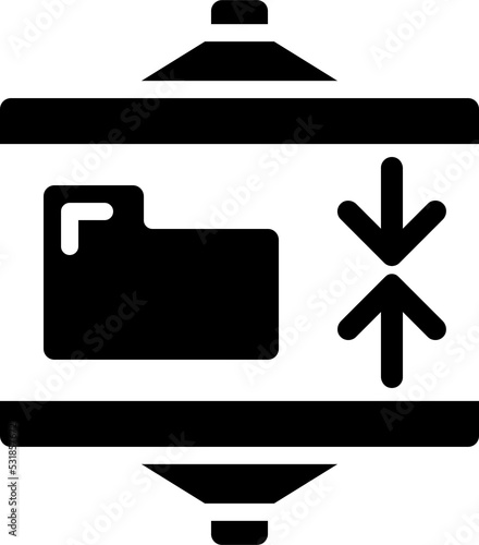 Data compression technique black glyph icon. Digital information storage. Data mining technology for development. Virtual massive. Silhouette symbol on white space. Vector isolated illustration