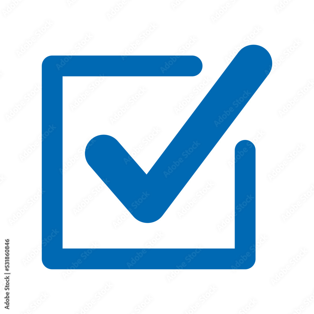 Blue square check mark, thick line drawing
Blue square check mark, thick line drawing