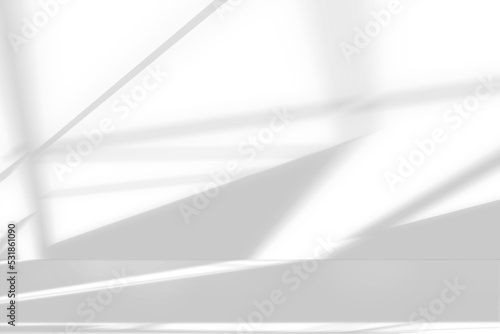 Abstract shadow and striped diagonal light background on white wall from window, architecture dark gray and sunshine diagonal geometric effect overlay for backdrop and mockup design.