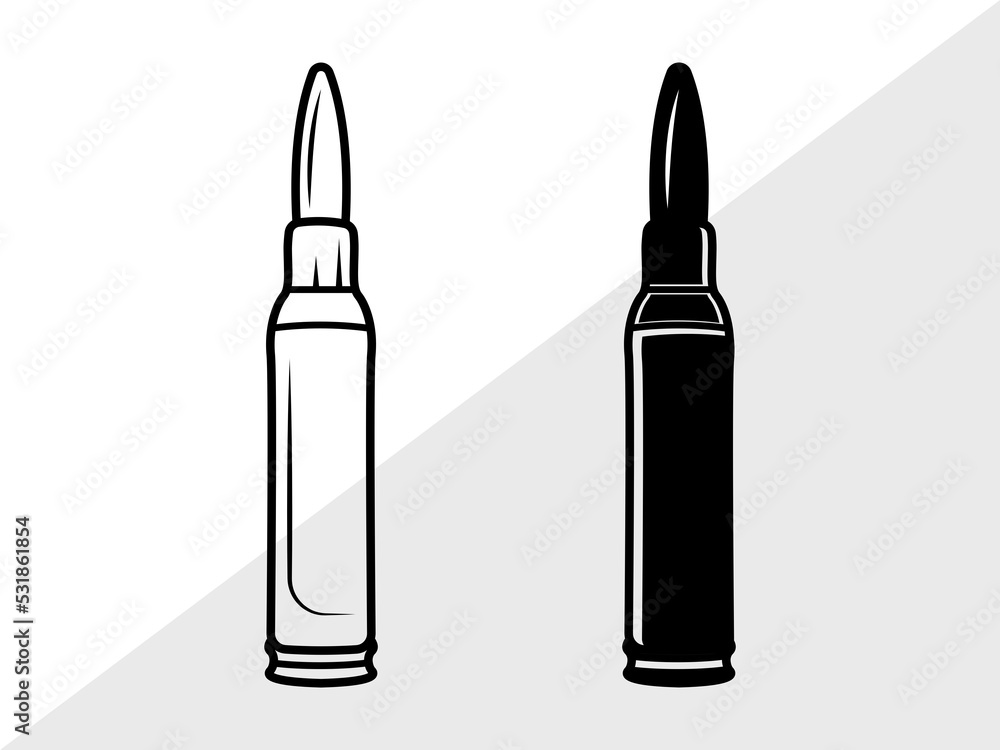 Vettoriale Stock Bullet SVG, Gun Bullet Svg, Ammo Svg, Munition Svg ...