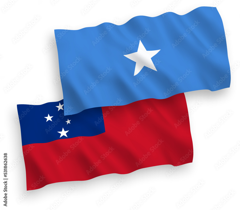 Flags of Independent State of Samoa and Somalia on a white background Flags of Independent State of Samoa and Somalia on a white background