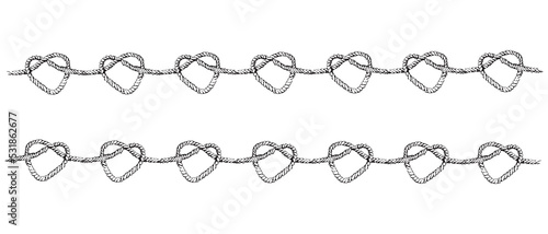 A braided rope in the shape of an infinity heart. A tourniquet of threads. Vector illustration in the form of a heart. Vector