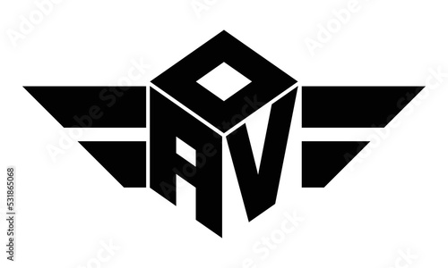 OAV three letter gaming logo in polygon cube shape logo design vector template. wordmark logo | emblem logo | monogram logo | initial letter logo | sports logo | minimalist logo | typography logo |