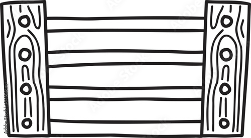 Hand Drawn cute wooden fence illustration