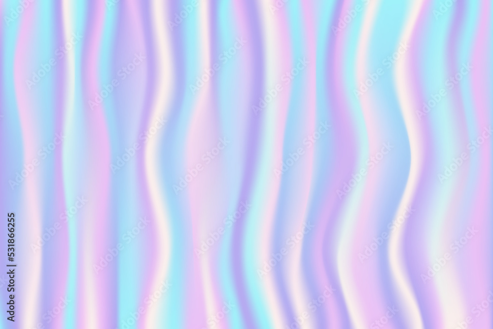 Fototapeta premium Holographic striped gradient background. Iridescent neon texture with abstract pattern. Rainbow unicorn wallpaper. Vector illustration.