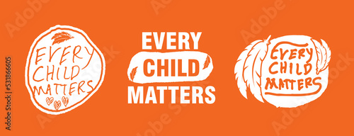 Every Child Matters Logo. National Day of Truth and Reconciliation. Orange Shirt Day of Canada. September 30. Vector Illustration Icon.