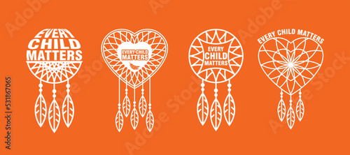 Every Child Matters Logo. National Day of Truth and Reconciliation. Orange Shirt Day of Canada. September 30. Vector Illustration Icon.