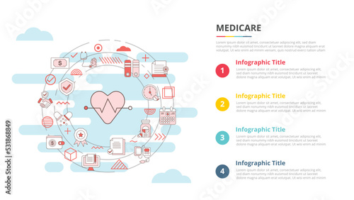 medicare concept for infographic template banner with four point list information