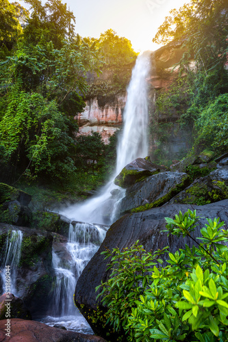Tat Pho step 4 waterfall is originated from Phu Langka Mountain Range  This trail is located in Phu Lanka National Park  Nakhon Phanom with visiting Nakee Cave and the peak of Phu Lanka mountain.