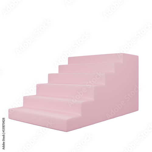 Pink stair isolated. 3D rendering