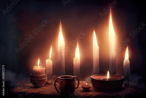 illustration of heating with candles