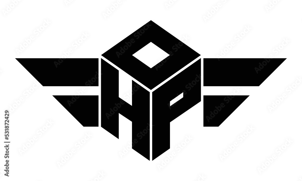 OHP three letter gaming logo in polygon cube shape logo design vector ...