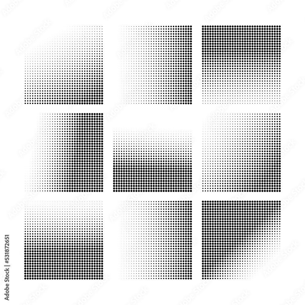 Halftone dots pattern, halftone dot circle frame vector. round dotted pattern geometric background