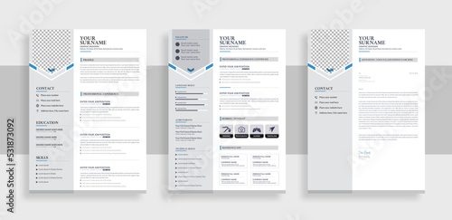 Clean Modern Resume and Cover Letter Layout Vector Template for Business Job Applications, Minimalist resume cv template, Resume design template