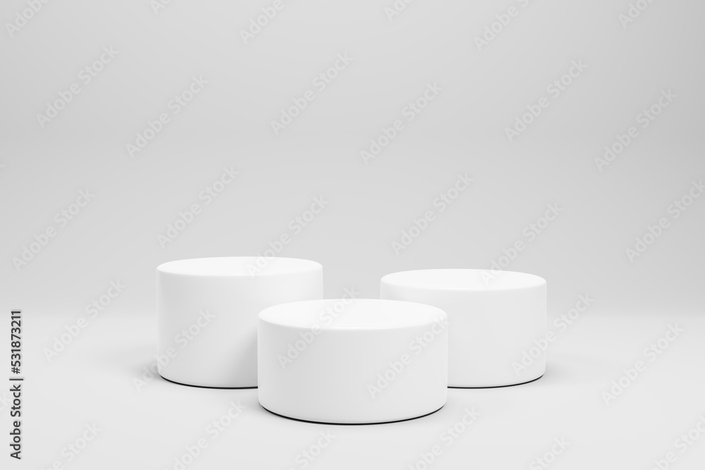 3d rendering cylinder podium product display stand isolated on white background 3d rendering cylinder podium product display stand isolated on white background